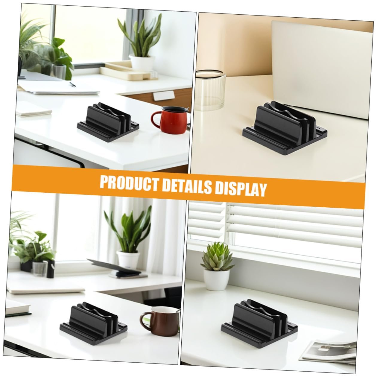 Вертикальная подставка для ноутбука Двойной держатель из прочного материала Регулируемая док-станция для книг и ноутбуков Экономия места Настольный органайзер, фото №9