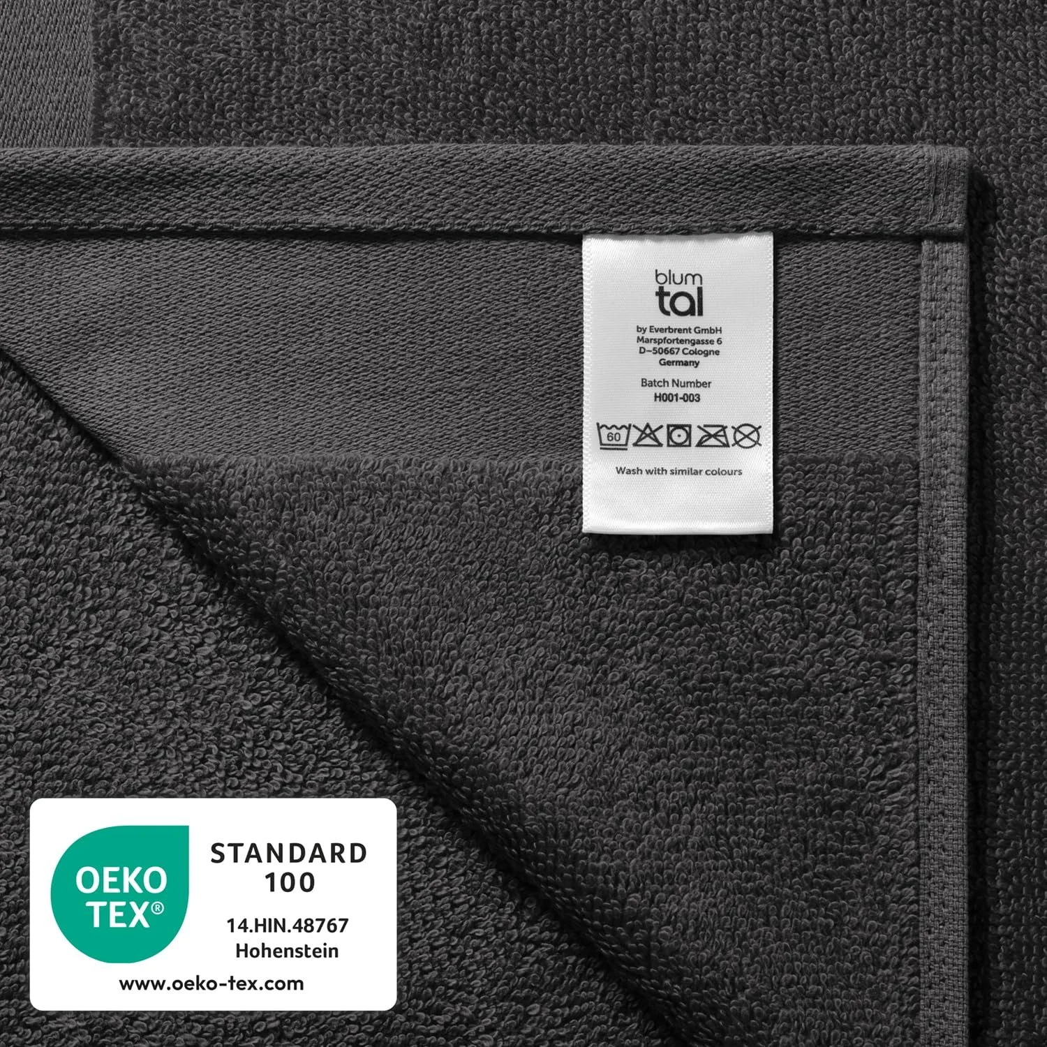 Набір рушників Blumtal 2 шт 70 x 140 см + 4 шт 50 x 100 см 100% бавовна Anthracite, фото №7