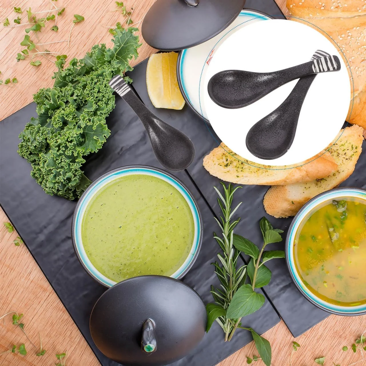 Набір керамічних ложок для столового посуду, ретро, для азіатських супів, фото №4