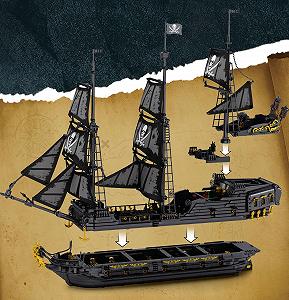 Корабель Auforua Pirate Ship Black Pearl з світлодіодною підсвіткою 4708 шт. чорно synthetic.ua - Фото 1