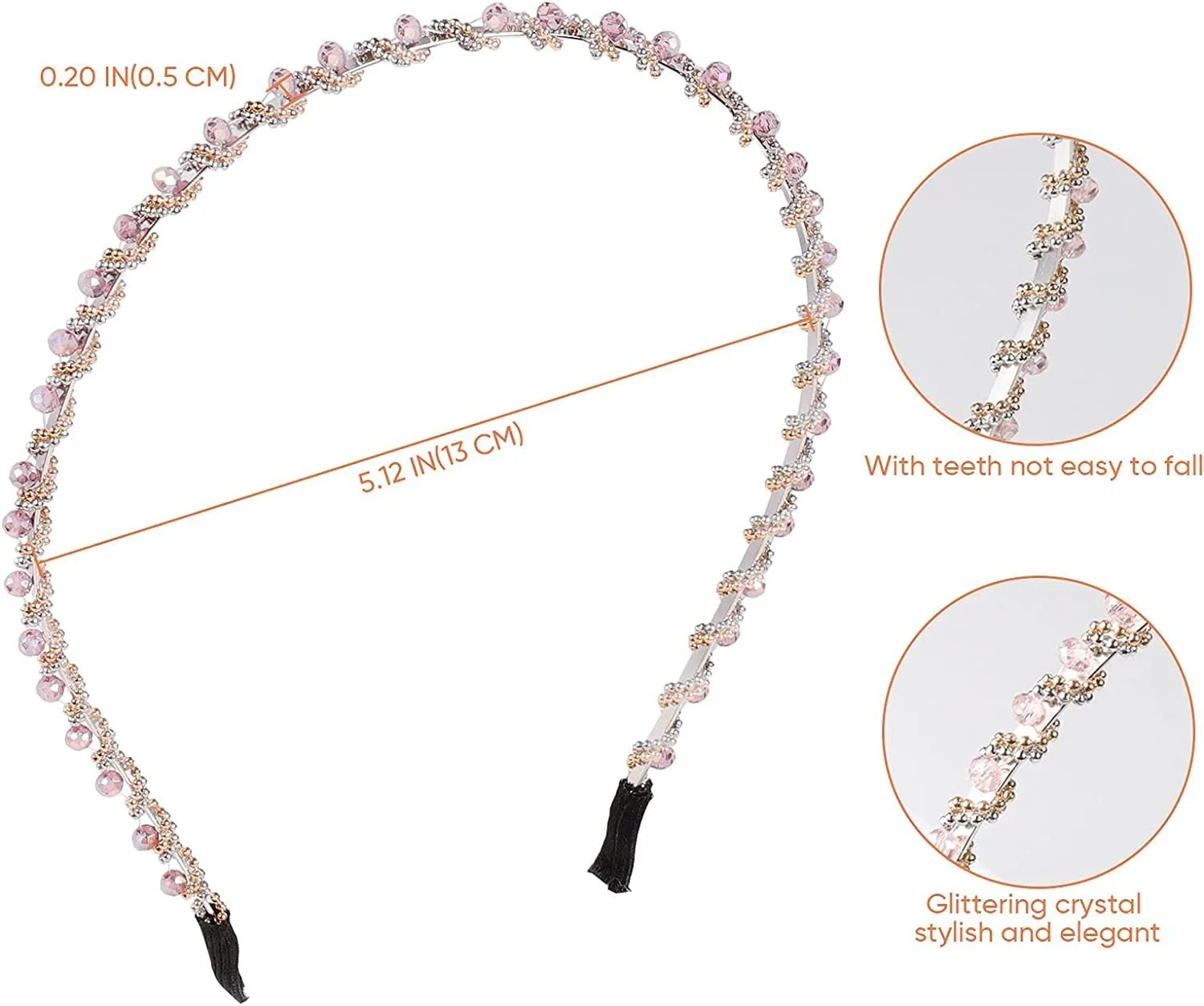 Набір з 5 еластичних обручів для волосся з кришталевими стразами для дівчат, фото №5