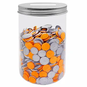 Скарбничка XL прозора пластикова велика для монет - Фото 1