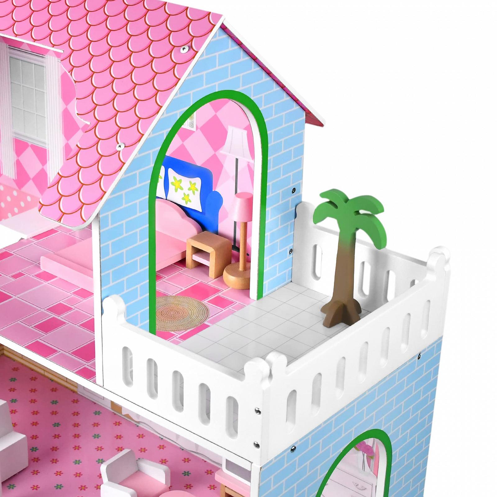 Кукольный домик TWOLIIN Wooden Doll Villa 3 уровня 70 x 30 x 100 см, фото №8