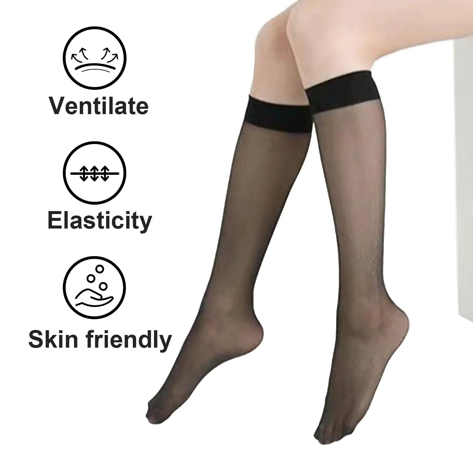 Шкарпетки гольфи жіночі нейлонові 12 пар, посилений носок, фото №3