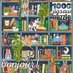 Пазлы Buffalo Games Cats at Home Library Bonjour Olivia Gibbs 1000 элементов synthetic.ua - Фото 1