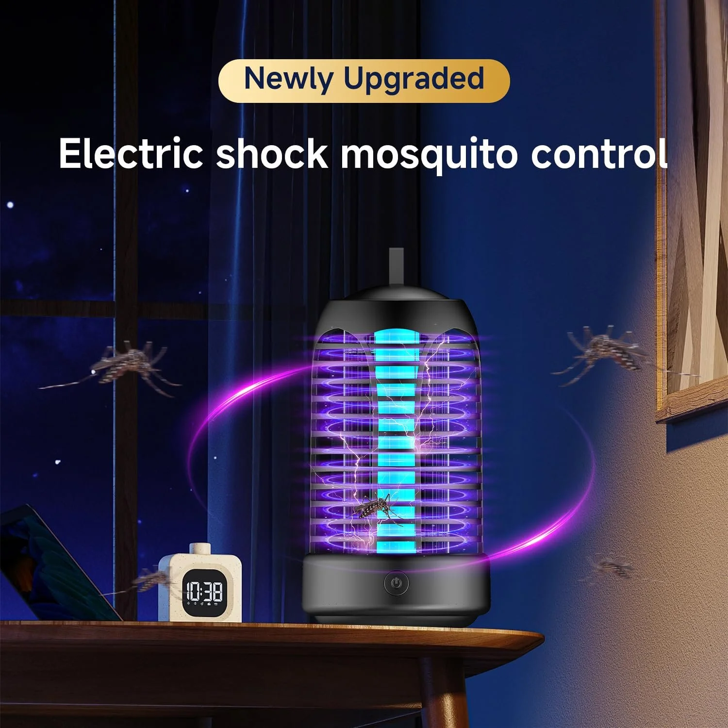 Уничтожитель насекомых электрический Лампа-ловушка с UV-светом и LED-освещением IPX4, фото №3