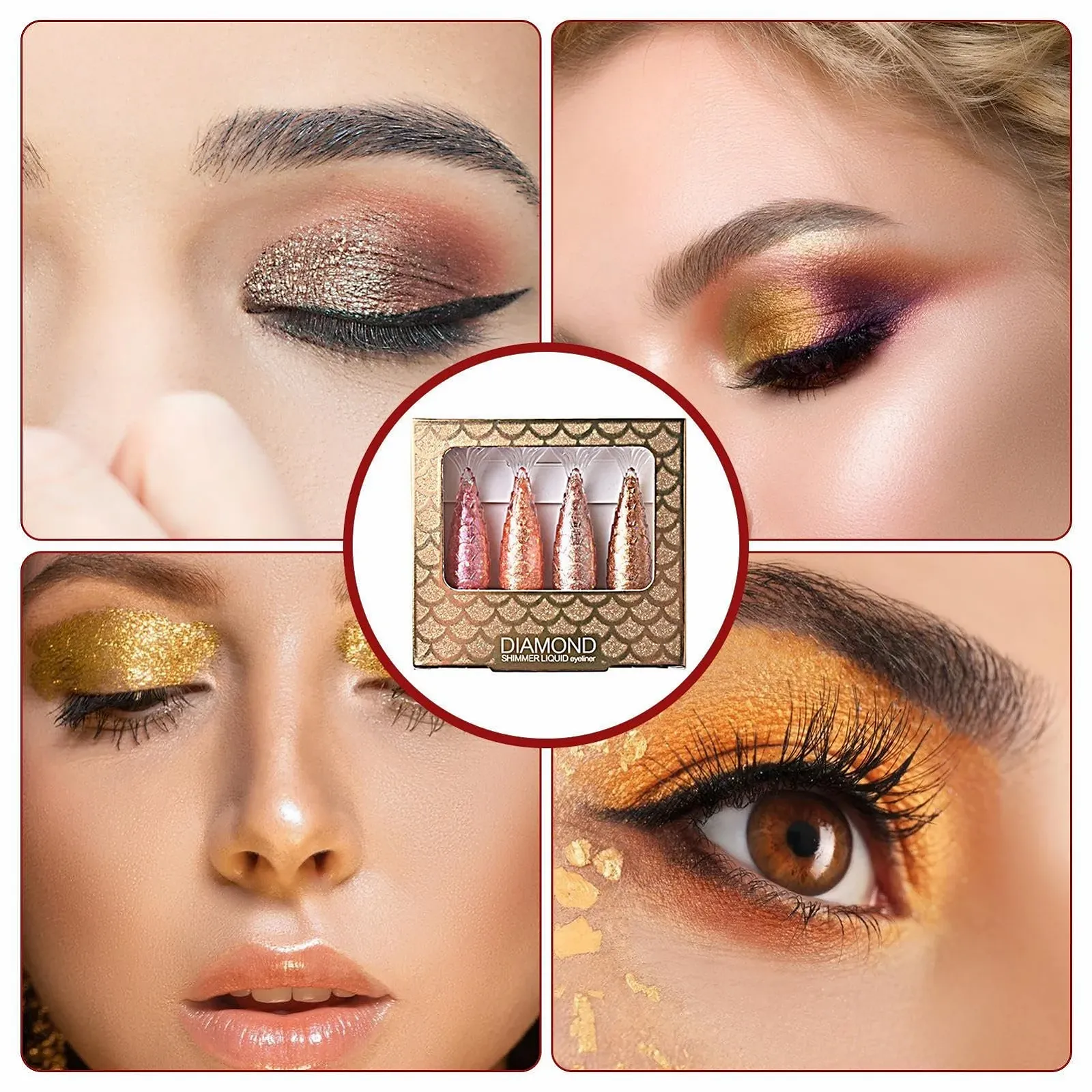 Карандаш для глаз Glänzende, с блестками, 4 цвета, фото №4