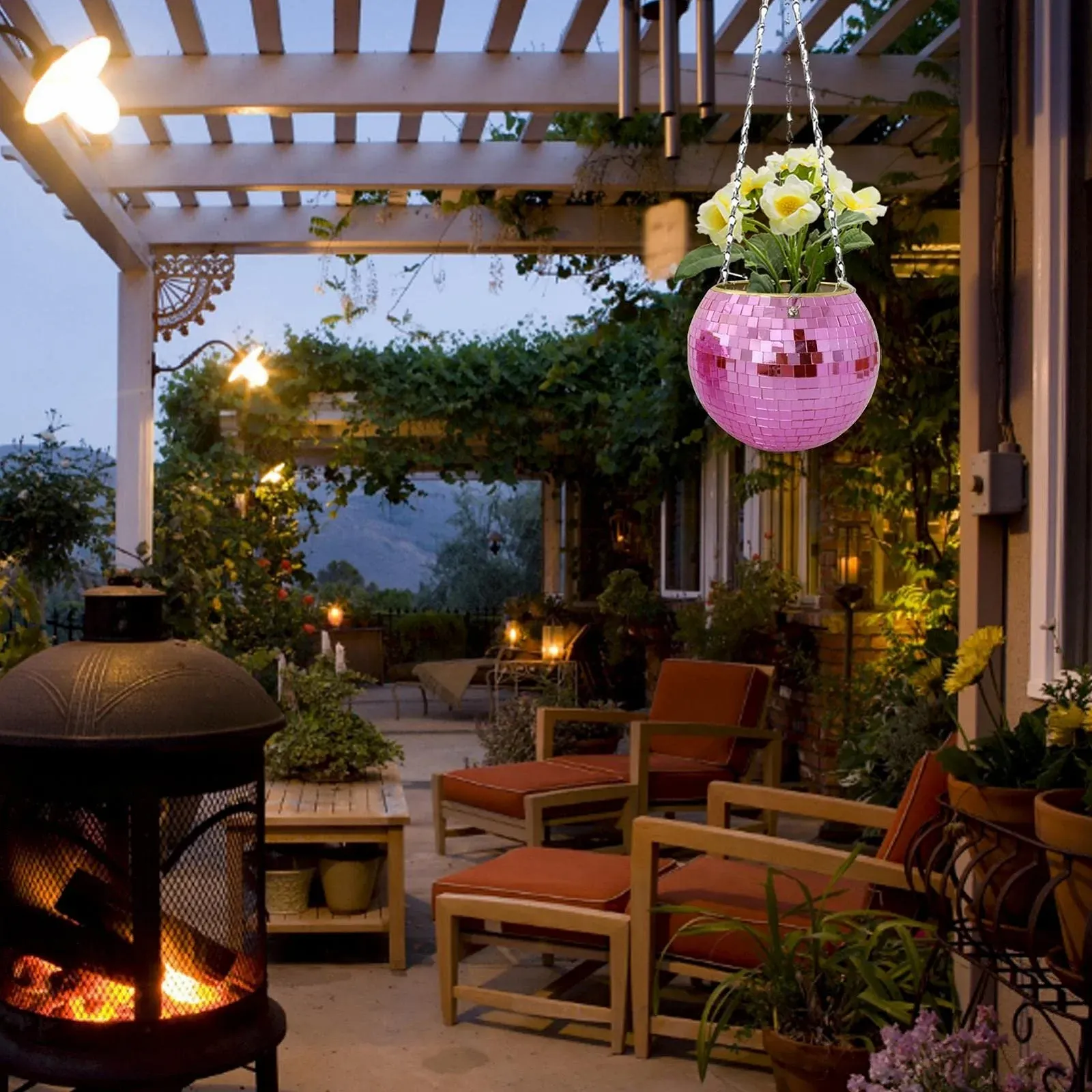 Підвісне кашпо SYNYEY Диско-куля Дзеркальне 6 дюймів Сріблясте, фото №5 Підвісне кашпо SYNYEY Диско-куля Дзеркальне 6 дюймів Сріблясте, фото №5