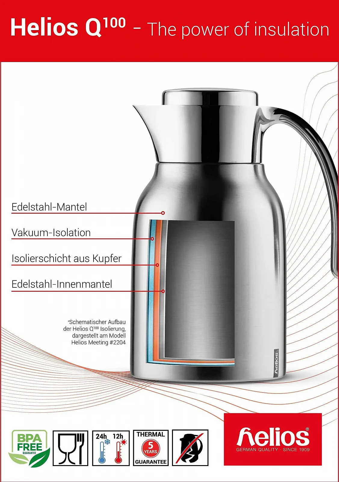 Кувшин Helios Supreme Нержавеющая сталь 0.6 литра, Металлик, фото №2