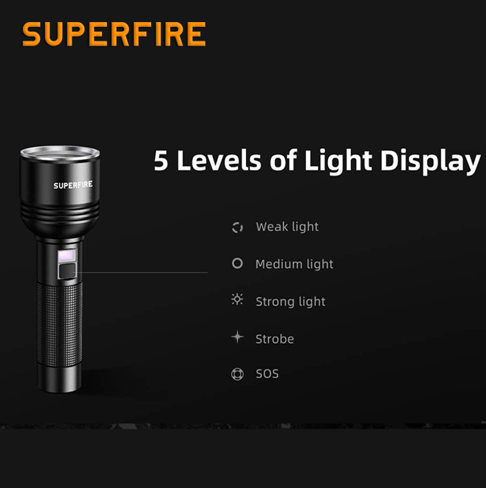 Фонарик ручний акумулятор D18 SuperFire 3350 Lumen IP44, фото №7 Фонарик ручний акумулятор D18 SuperFire 3350 Lumen IP44, фото №7