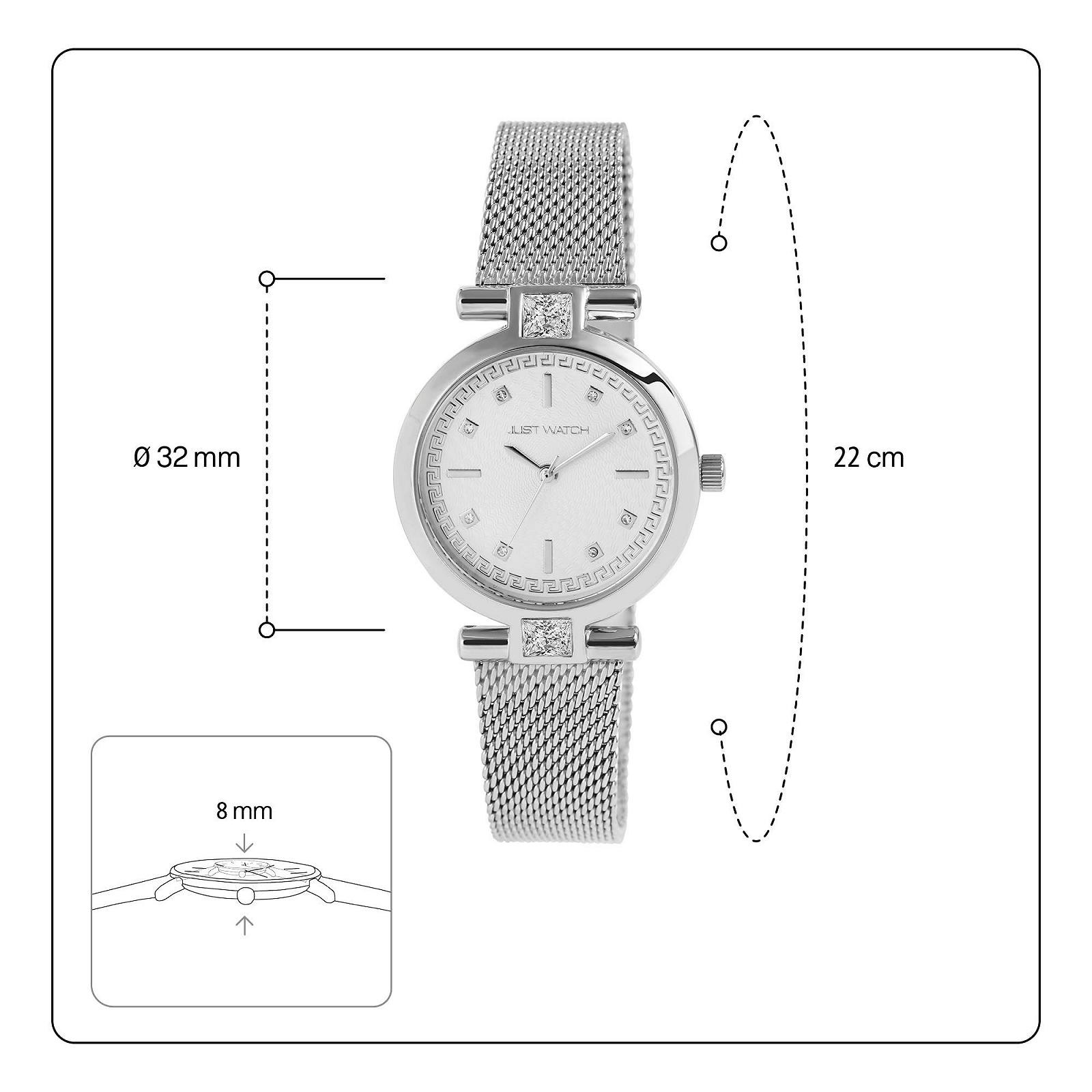 Женские часы JUST WATCH Estelle JW10173 Аналоговые Кварцевые Блестящая нержавеющая сталь Сетчатый ремешок, фото №4