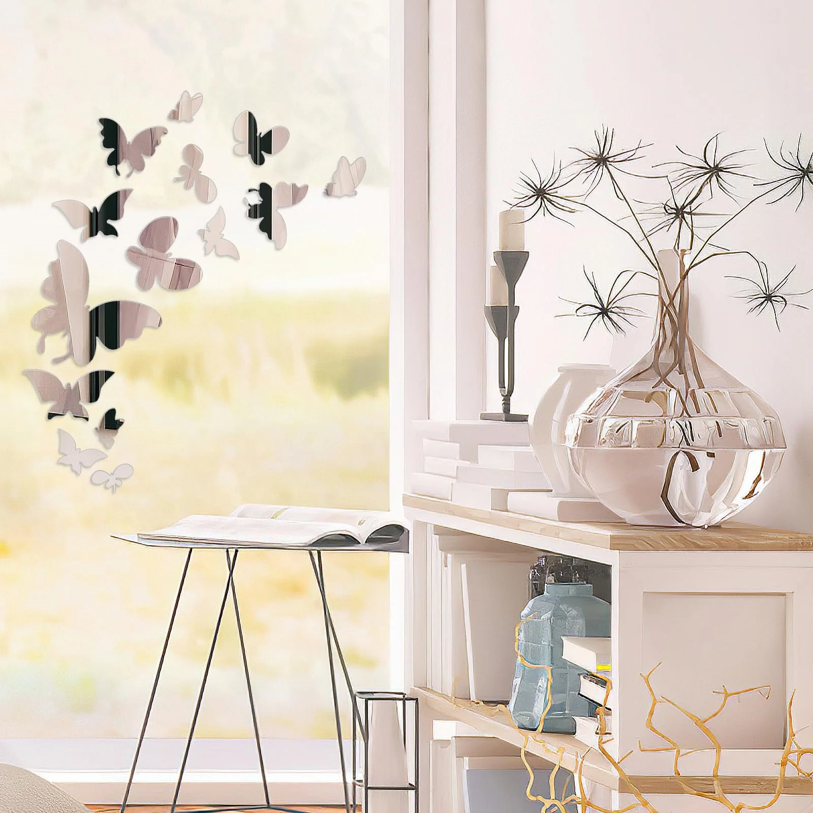 Зеркальная 3D наклейка на стену VORCOOL Butterfly акриловая 60 х 40 см серебристая, фото №8 Зеркальная 3D наклейка на стену VORCOOL Butterfly акриловая 60 х 40 см серебристая, фото №8