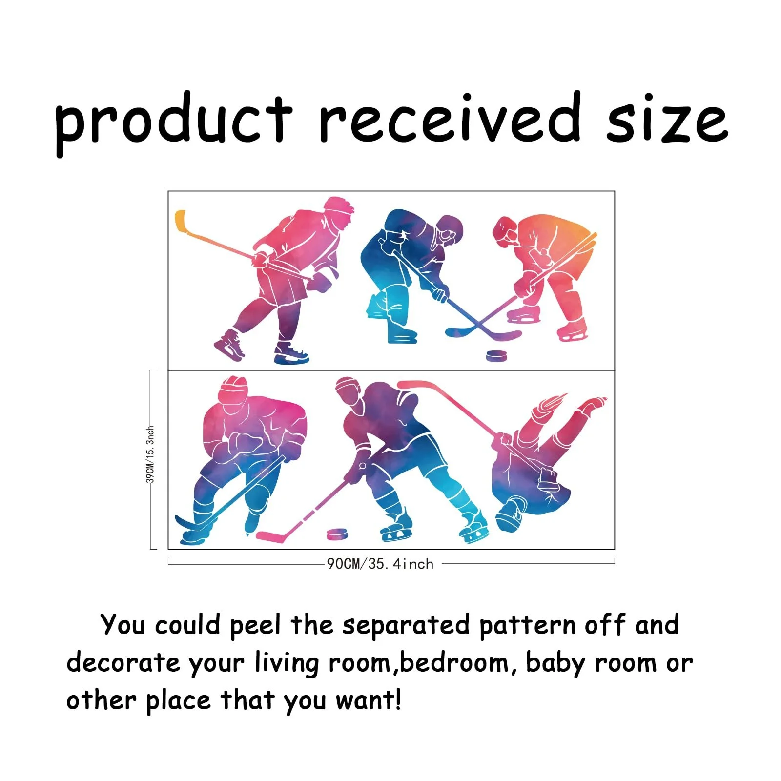 Наклейка на стіну SUPERDANT Colour Gradient Art Hockey Player 39 x 90 см, фото №2