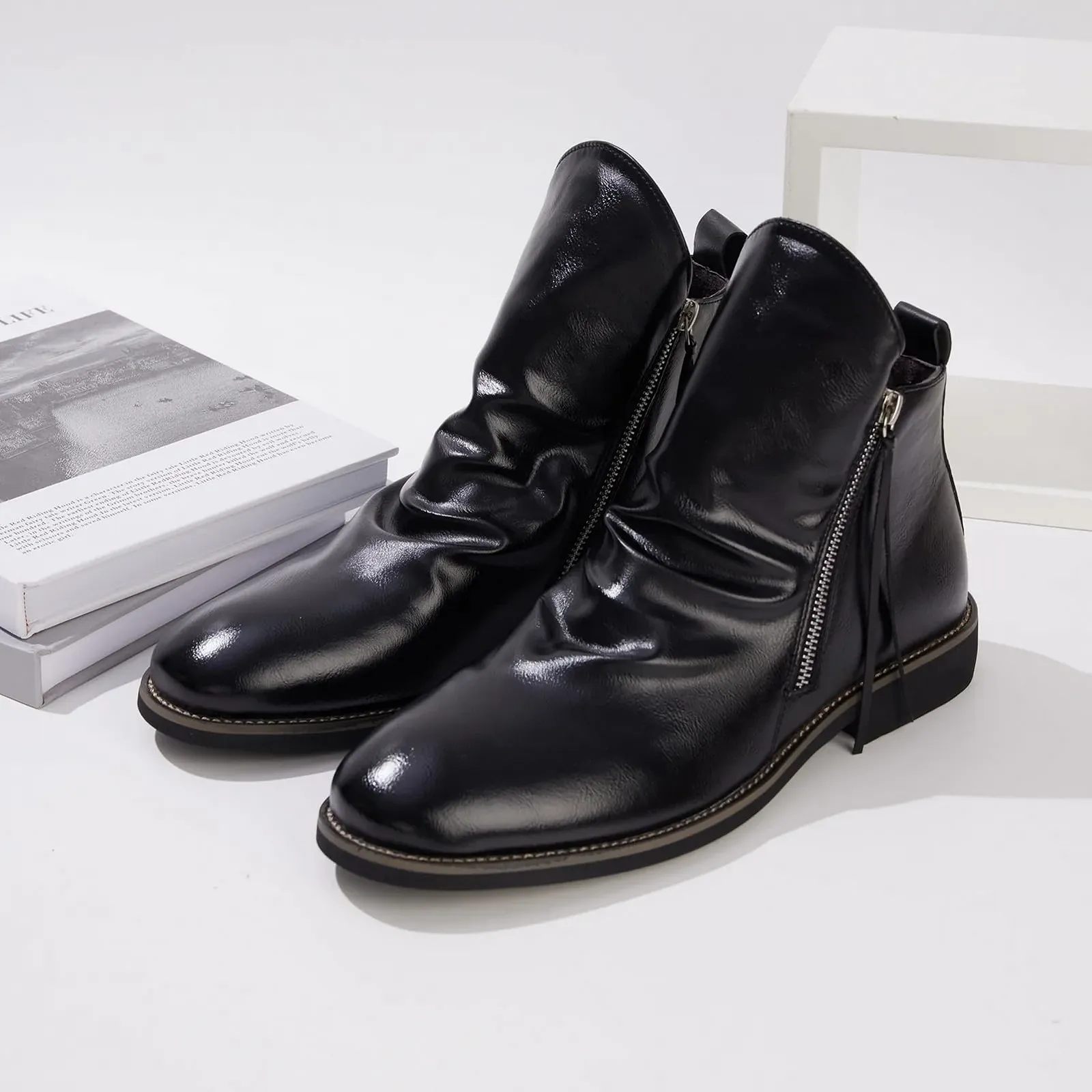 Челсі черевики Halfword шкіряні чоловічі Двостороння блискавка, фото №2