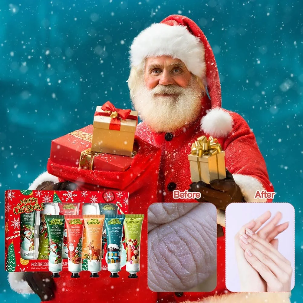Набор кремов для рук Рождественский набор мини-кремов для рук, 5 штук Крем для ухода за руками для очень сухой потрескавшейся кожи Подарок на день рождения для женщин/подарок для мамы, фото №6