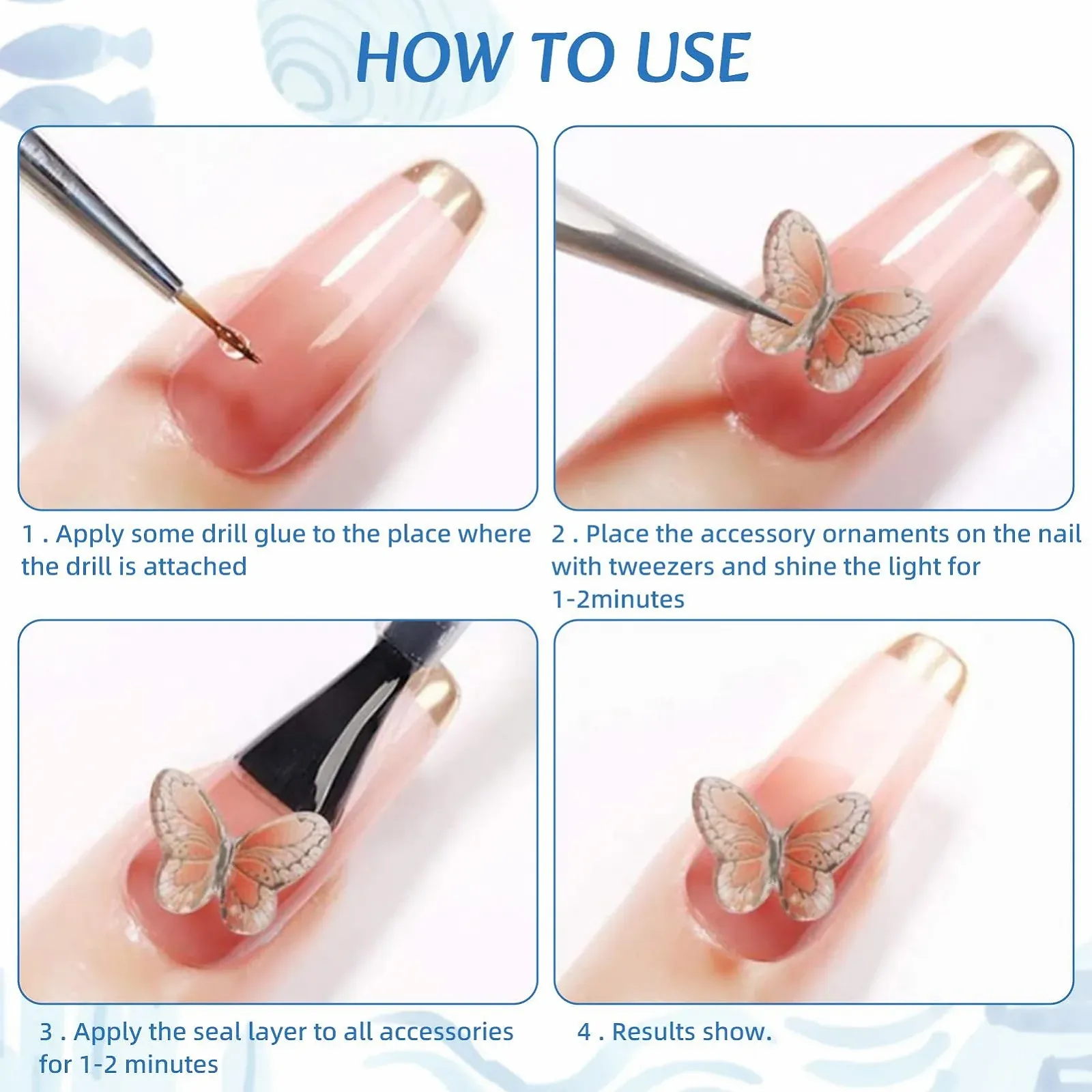 Подвески для ногтей Черепаха NICENEEDED 24 шт, 3D украшения для ногтей в виде черепахи с камнями, блестящие украшения для маникюра, фото №7