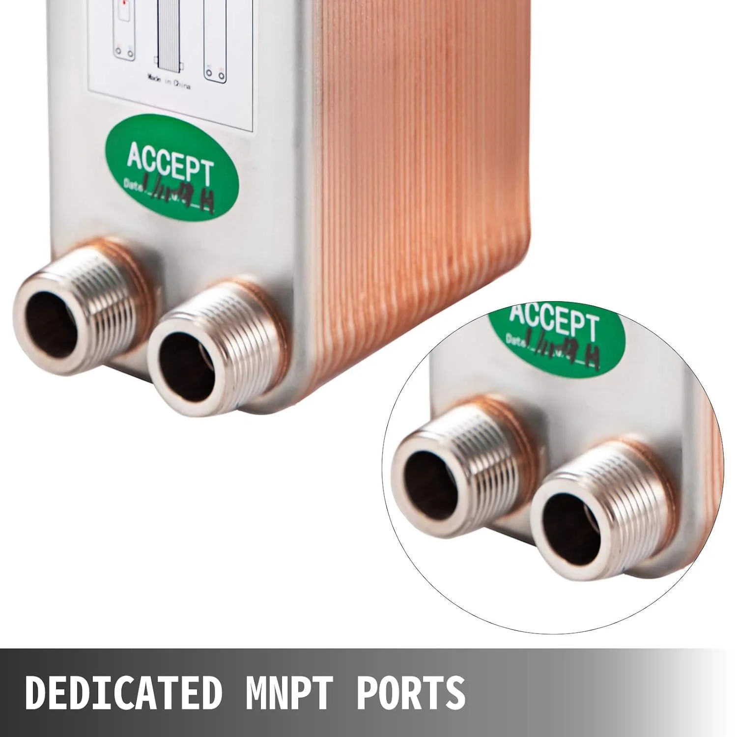 Теплообменник VEVOR EATB12-40 из нержавеющей стали 316L Золотистый, фото №3