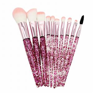 Набор кистей для макияжа Rumity Beauty, 10 шт, кисть для основы, кисть для румян, кисть для теней, кисть для губ, кисть для носа, кисть для подводки глаз, кисть для бровей, розовый - Фото 1