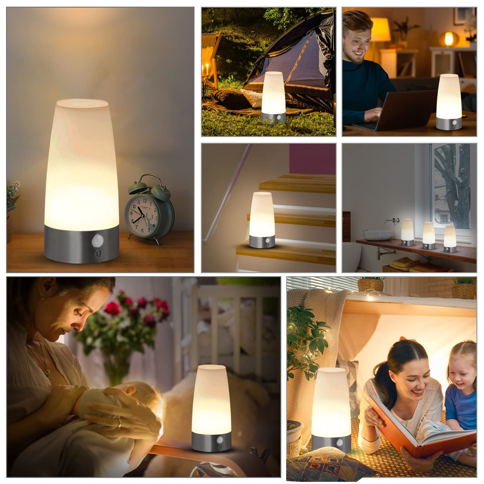 Нічник з датчиком руху PIR Бездротовий 3 режими Набір з 2 шт. Батарейки., фото №7