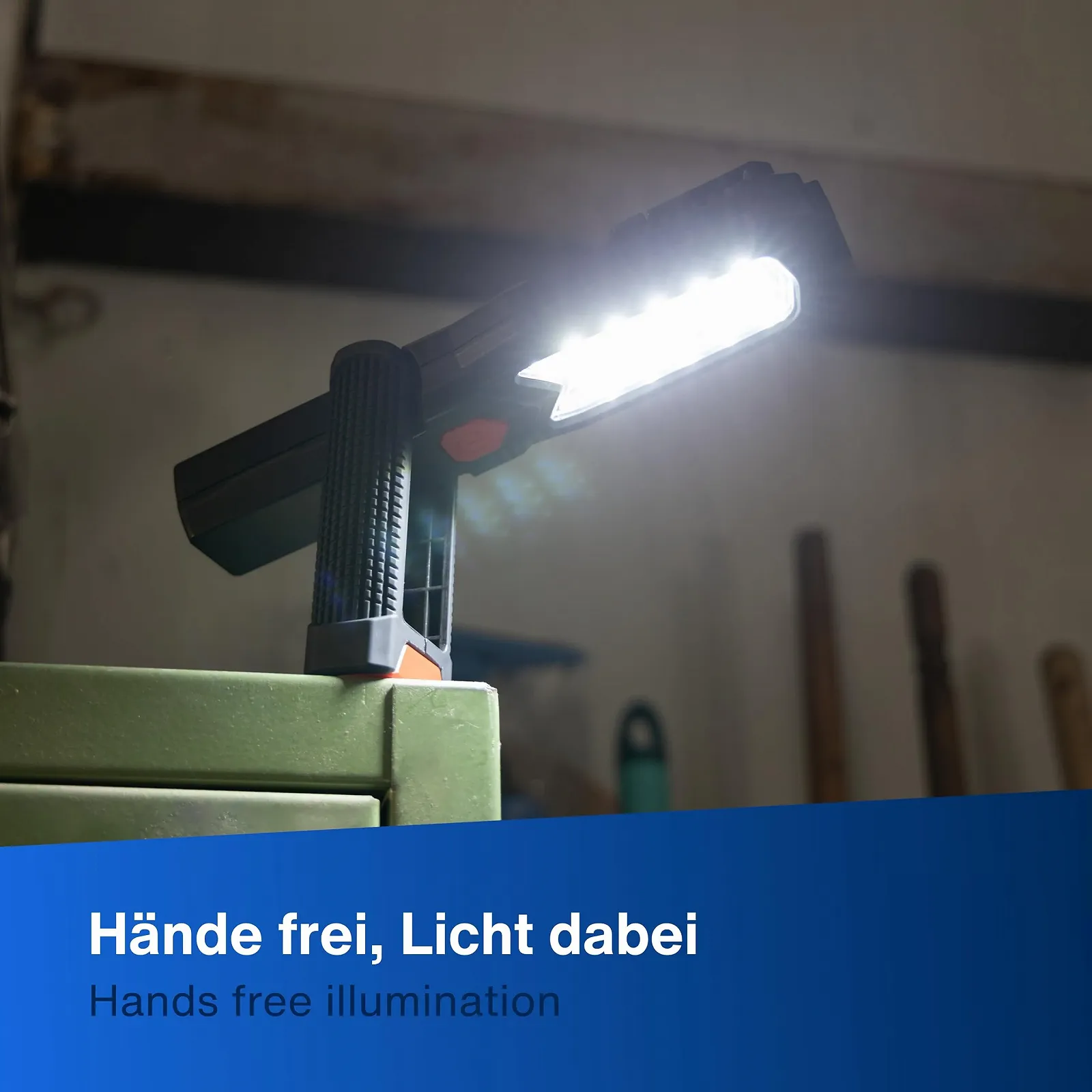 Ліхтар REV Світлодіодний робочий ліхтар - Компактна акумуляторна ручна лампа з магнітною основою 3600 та підвісним гачком, ідеально підходить для майстерні та автомобіля, чорний/червоний, фото №7