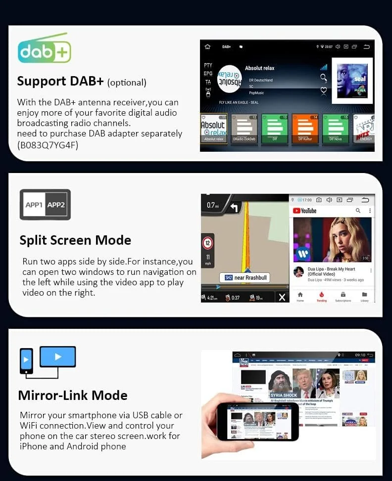 Штатна автомагнітола JOYX для Benz ML W163/CLK W209/C-Class W203 /SLKW170/E-Class W210/A-Class W168 / 7" / Сенсорна / 2/32Гб / Android 10 / Apple CarPlay / Android Auto / Bluetooth / WI-FI / GPS / USB / SD slot / DAB+, фото №4