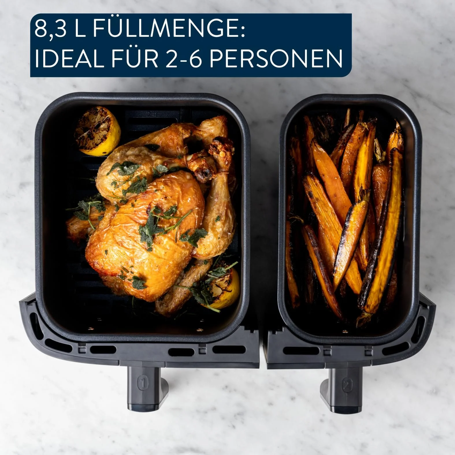 Мультипечь Jamie Oliver by Tefal Dual Drawer EY90JDE1 8.3 л 2 камеры функция гриля 8 программ черная, фото №6 Мультипечь Jamie Oliver by Tefal Dual Drawer EY90JDE1 8.3 л 2 камеры функция гриля 8 программ черная, фото №6