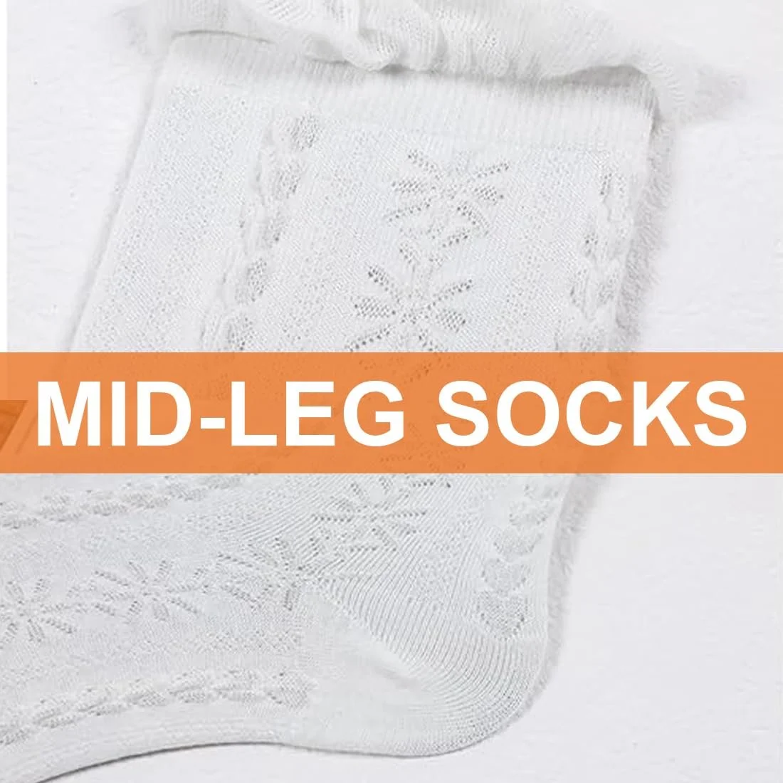 Шкарпетки з рюшами Білі, Бавовна, Мереживний ажурний візерунок, фото №2 Шкарпетки з рюшами Білі, Бавовна, Мереживний ажурний візерунок, фото №2