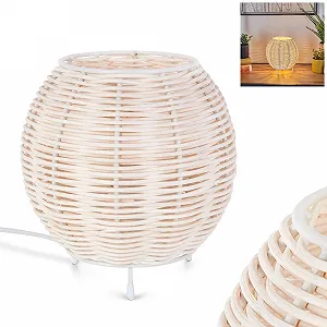 Настільна лампа Malpica Метал/Ротанг Boho 16 см 16.5 см 1 x E14 Бежевий/Білий - Фото 1