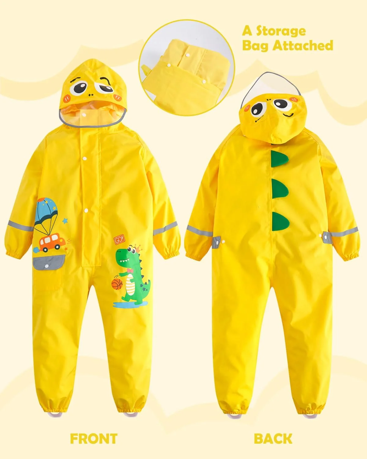 Слитный дождевик JiAmy для девочек и мальчиков, водонепроницаемый, многоразовый, милая мультяшная дождевая одежда для детей 1-9 лет, фото №5 Слитный дождевик JiAmy для девочек и мальчиков, водонепроницаемый, многоразовый, милая мультяшная дождевая одежда для детей 1-9 лет, фото №5