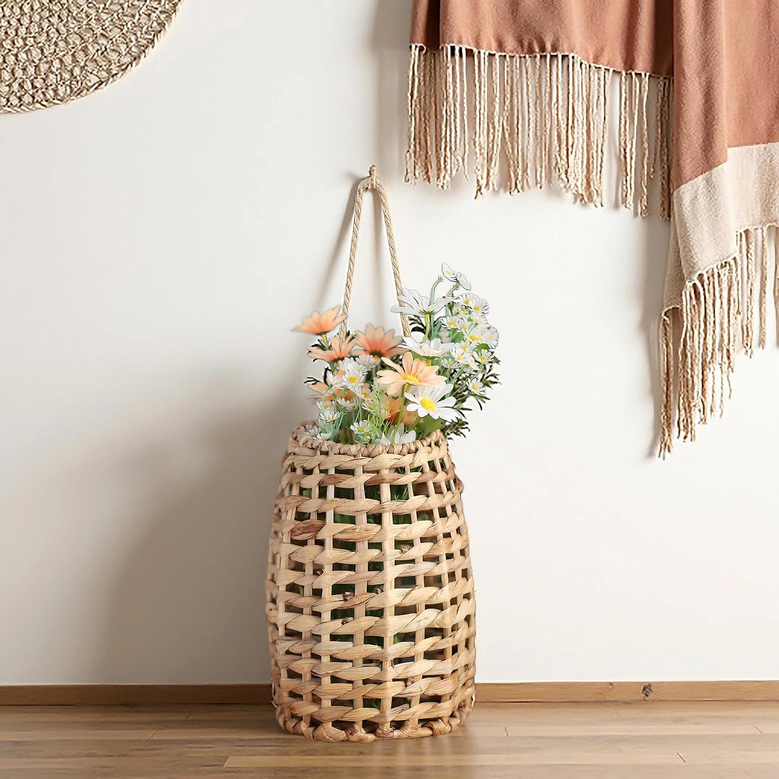 Підвісний кошик GYASVWU плетений водний гіацинт з ручкою, фото №5 Підвісний кошик GYASVWU плетений водний гіацинт з ручкою, фото №5