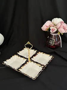 Менажниця біла порцелянова 4 секцій synthetic.ua - Фото 1