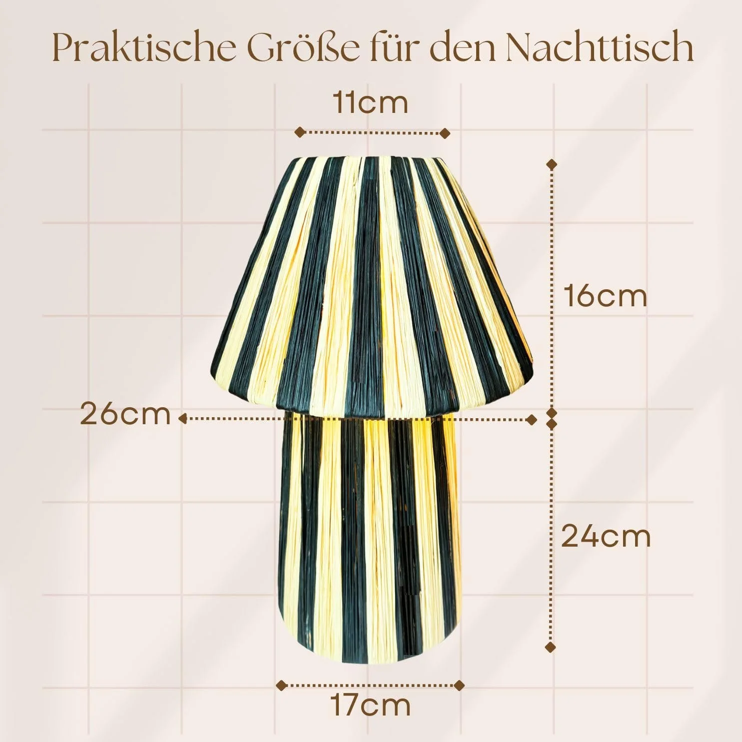 Настільна лампа Marrakech Morjan 40 см Рафія Бохо E27 Бежево-чорна, фото №2