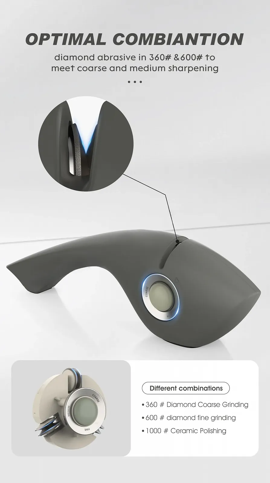 Точило для ножів Erised Bifrost ручна алмазна 3-рівнева 140 г з нековзною основою, фото №3 Точило для ножів Erised Bifrost ручна алмазна 3-рівнева 140 г з нековзною основою, фото №3