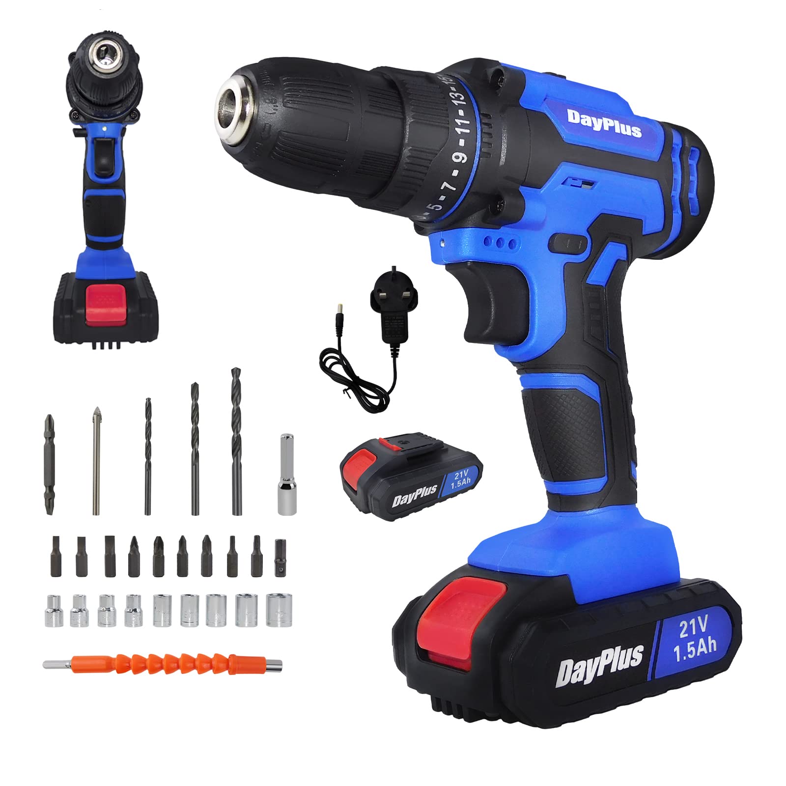 Дриль Шурупокрут акумуляторний 21V Li-ion 45Nm 26 бурів Світлодіодне підсвічування, фото №1 Дриль Шурупокрут акумуляторний 21V Li-ion 45Nm 26 бурів Світлодіодне підсвічування, фото №1