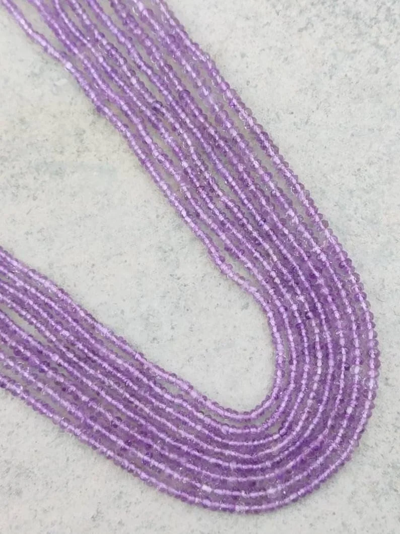 Натуральный аметист, круглые граненые бусины 2.5-3, нить длиной 33 см, бусины из драгоценных камней для ожерелья и браслета, фото №3