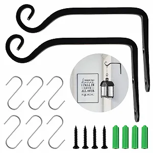 Кронштейн для підвісного кошика Подовжена версія Набір 2 шт. 15 x 10 см Залізний Чорний - Фото 1