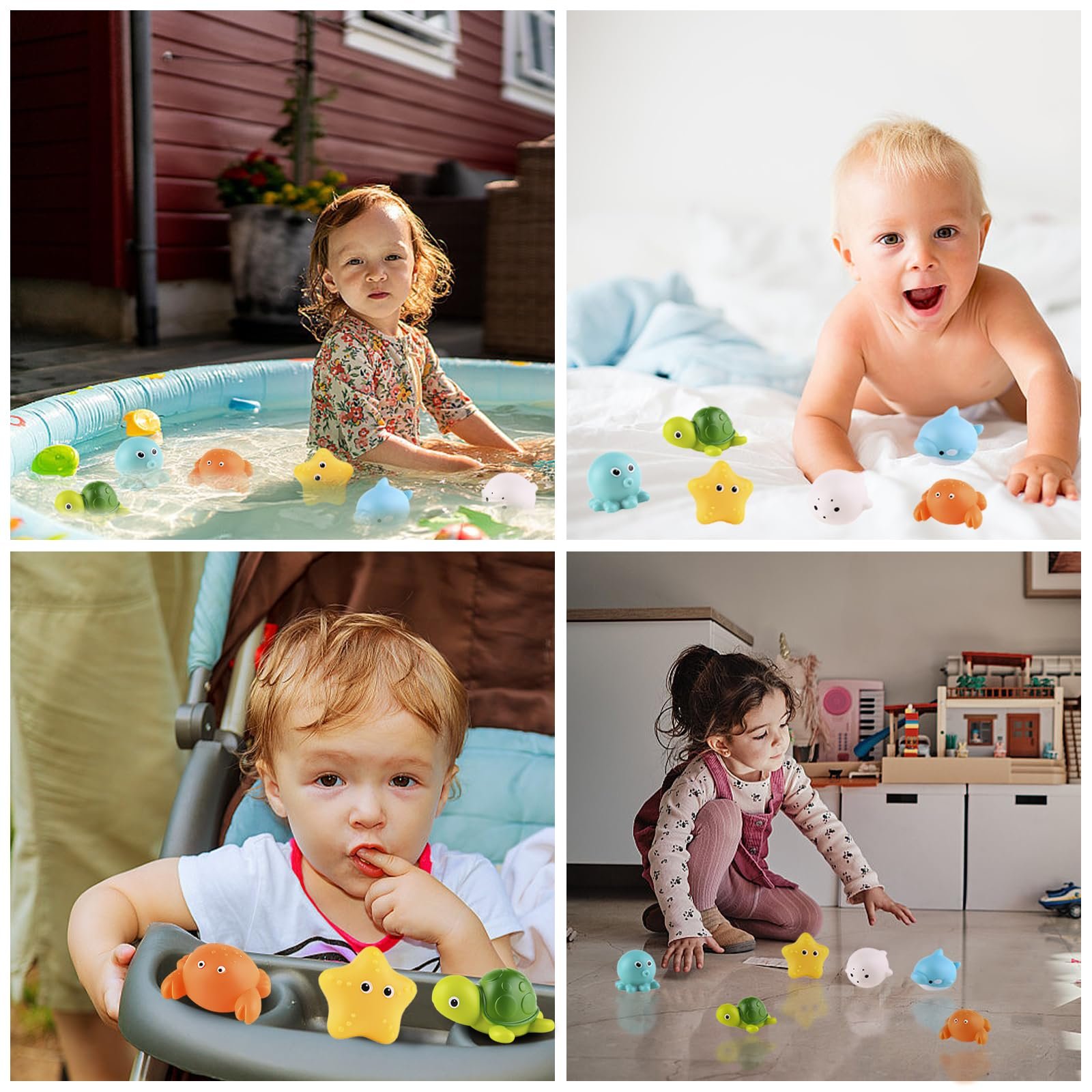 Іграшка для ванни KATIMI Набір 7 шт (черепаха, риба, бегемот, зірка, дельфін, сачок), фото №7