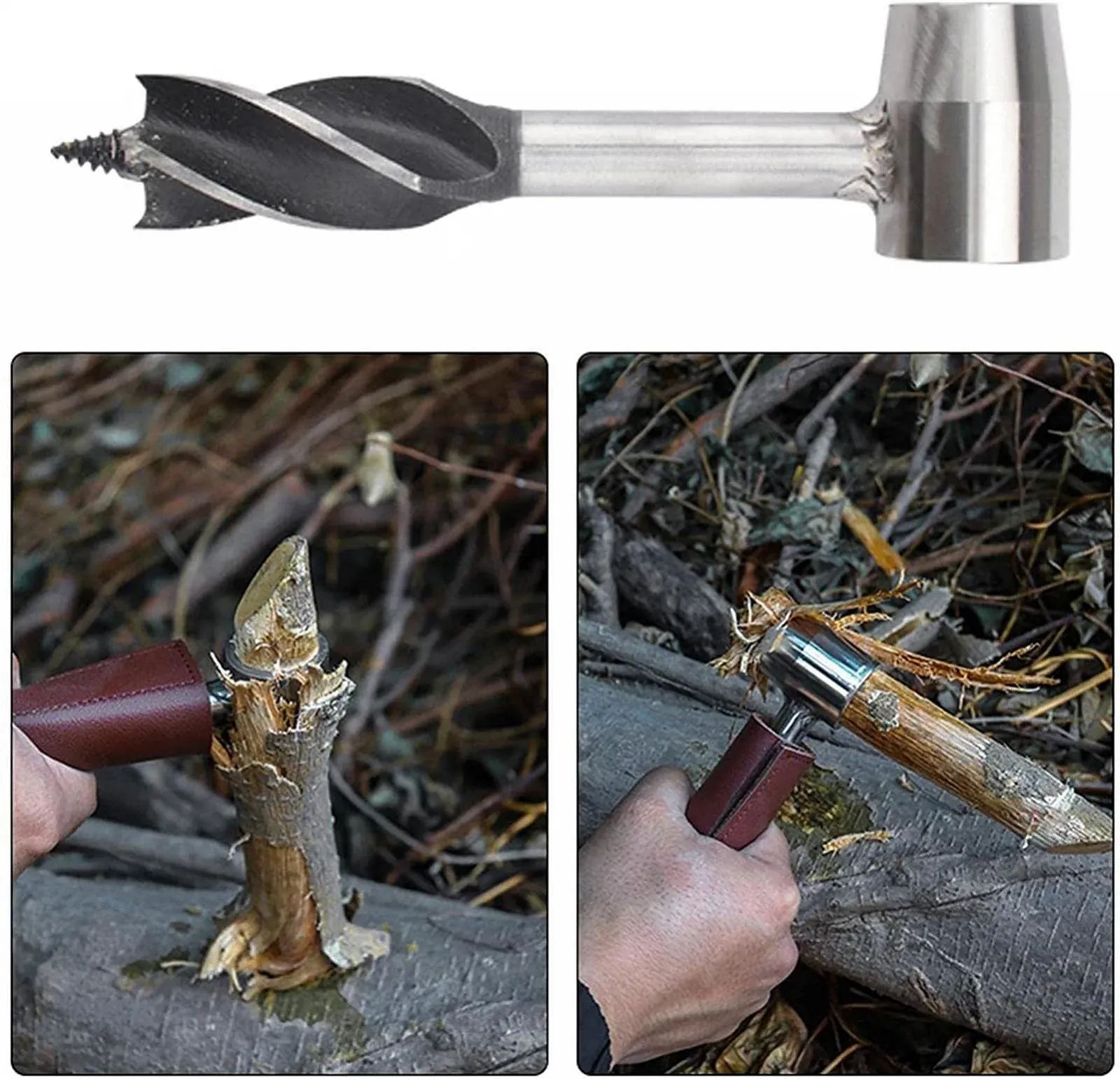 Ручний бур Survival Drill Multipurpose Wood Scotch Eye для бушкрафту та кемпінгу, фото №3