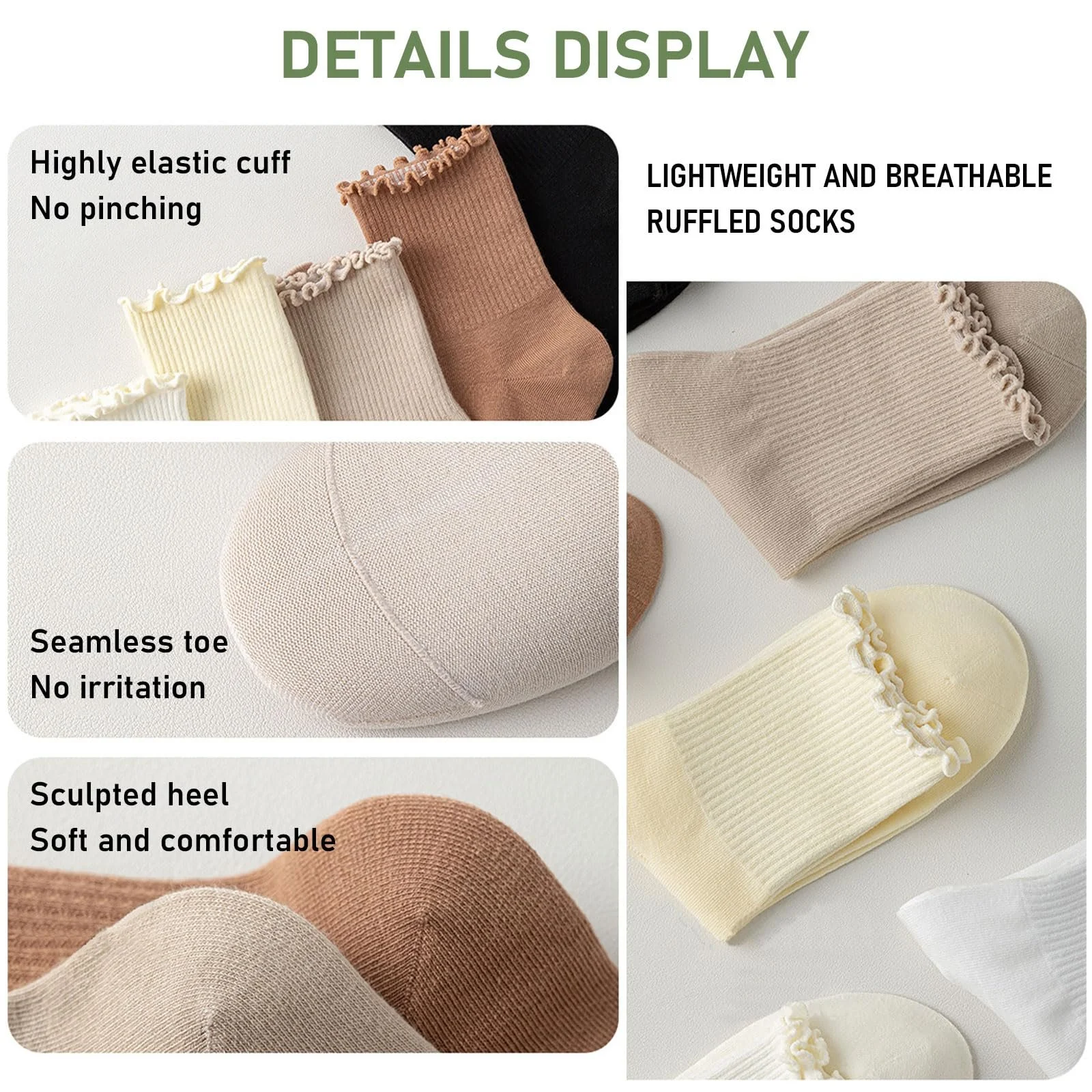 Шкарпетки з рюшами Жіночі бавовняні (5 пар), фото №3 Шкарпетки з рюшами Жіночі бавовняні (5 пар), фото №3