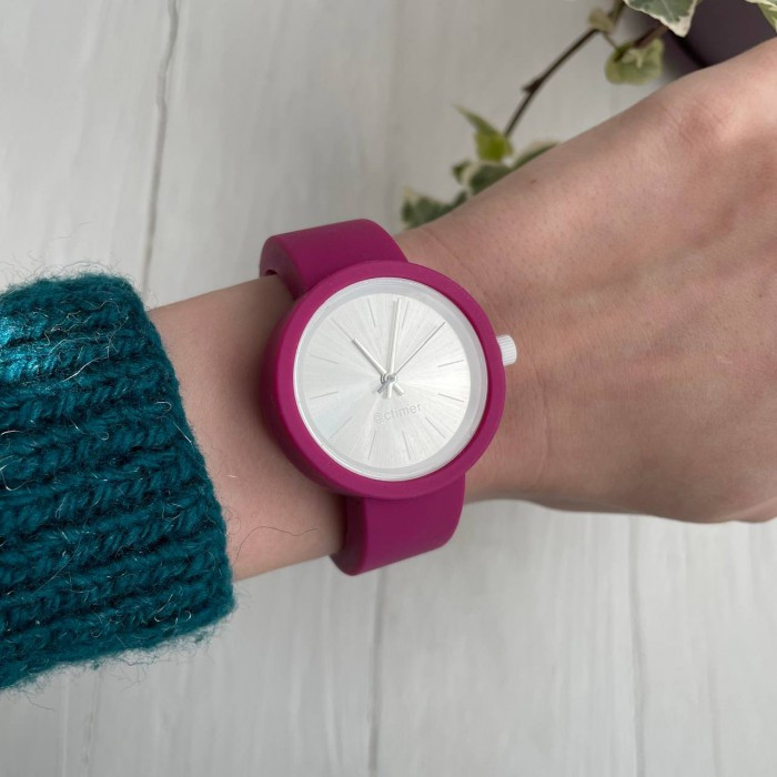 Женские силиконовые часы-конструктор actimer фуксия ремешок циферблат Metallic white, фото №2 Женские силиконовые часы-конструктор actimer фуксия ремешок циферблат Metallic white, фото №2
