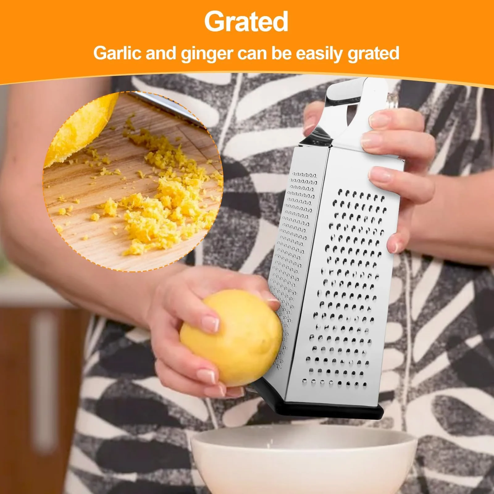 Терка квадратна з нержавіючої сталі, 4-стороння, фото №6 Терка квадратна з нержавіючої сталі, 4-стороння, фото №6