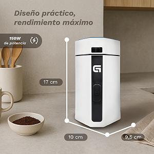 Електрична кавомолка Grunkel MO-150BL, місткість 50 г, леза з нержавіючої сталі, підходить для сухофруктів та спецій, біла synthetic.ua - Фото 1