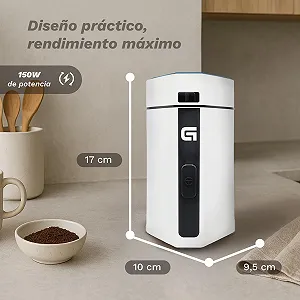 Электрическая кофемолка Grunkel MO-150BL, емкость 50 г, лезвия из нержавеющей стали, подходит для сухофруктов и специй, белая synthetic.ua - Фото 1