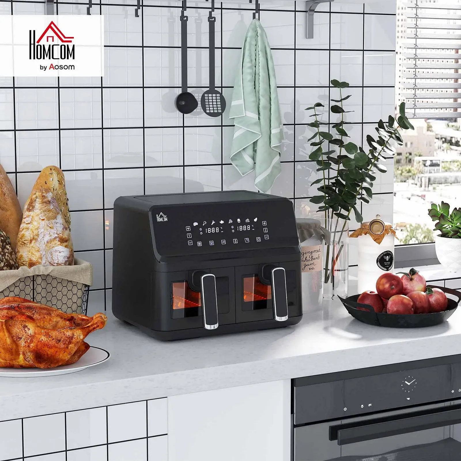 Мультипіч HOMCOM Dual Zone 8 л 2500 W 2 відділення 8 програм Чорна, фото №2 Мультипіч HOMCOM Dual Zone 8 л 2500 W 2 відділення 8 програм Чорна, фото №2