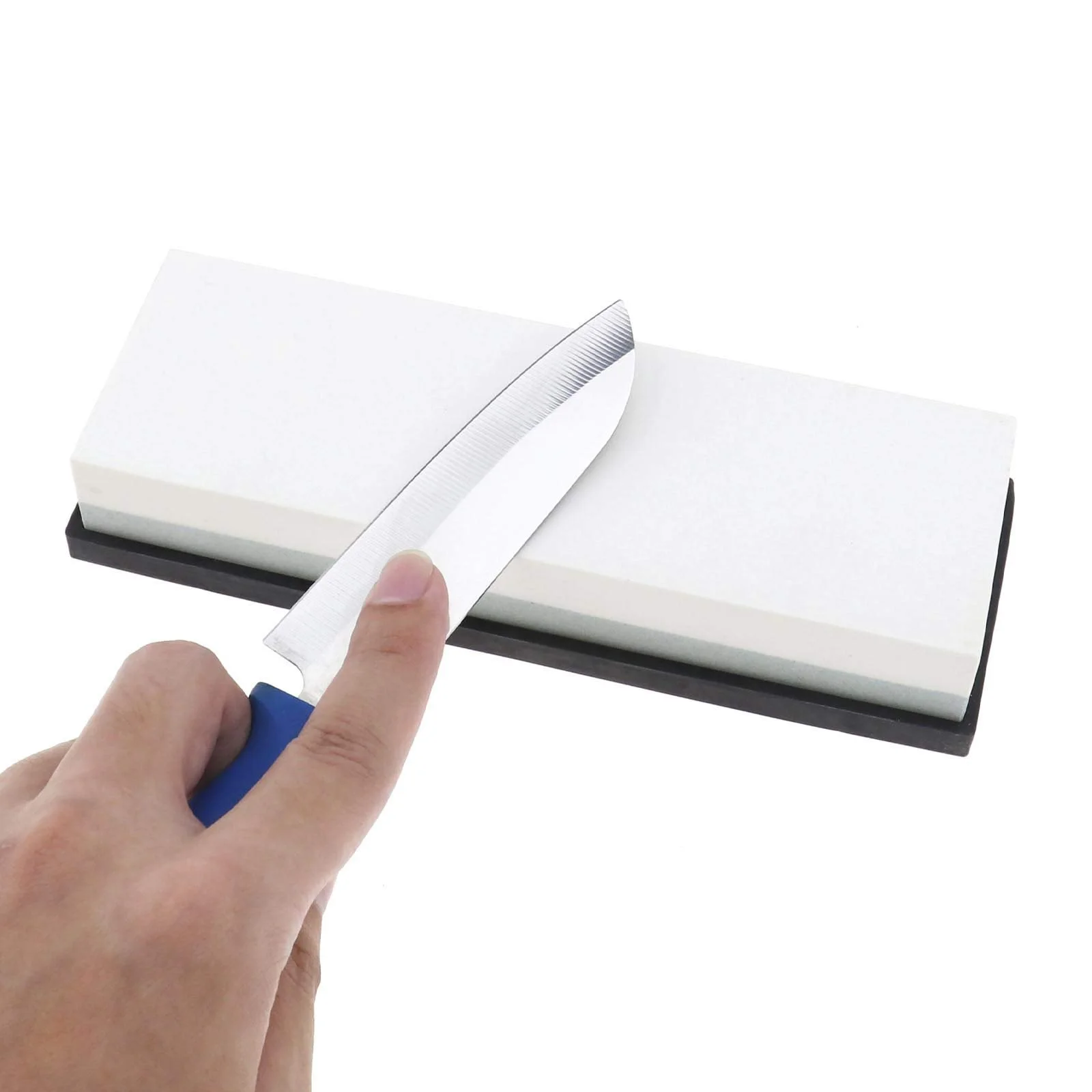 Точильный камень водный 1000/4000 грит белый корунд с нескользящей подставкой, фото №2