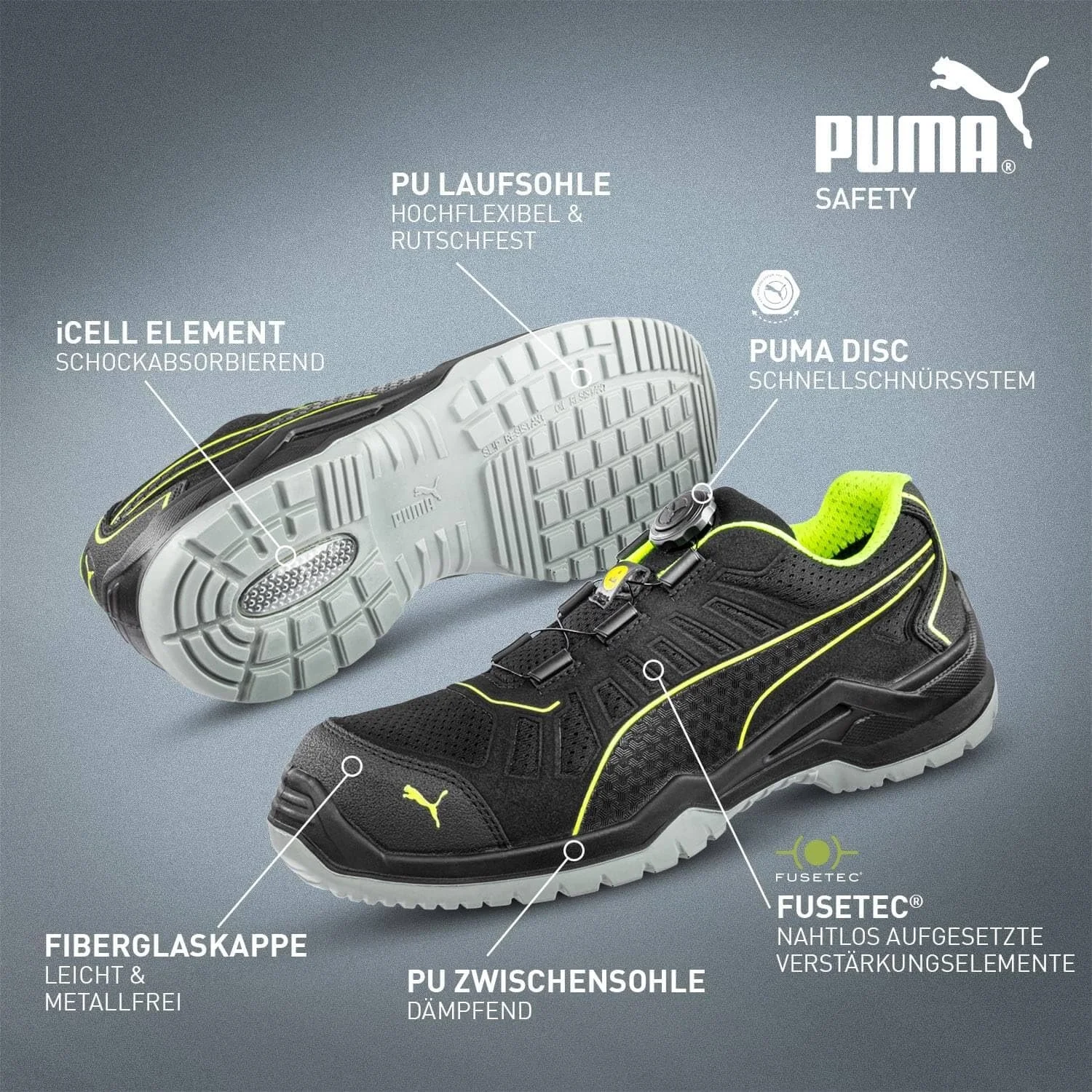 Кросівки Puma Fuse TC Green Low S1P, фото №3 Кросівки Puma Fuse TC Green Low S1P, фото №3