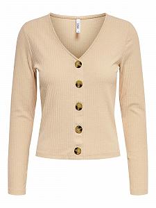 Блуза ONLNELLA L/S BUTTON TOP CS NN 15261547-Toasted Almond ONLY Бежевий S - Фото 1