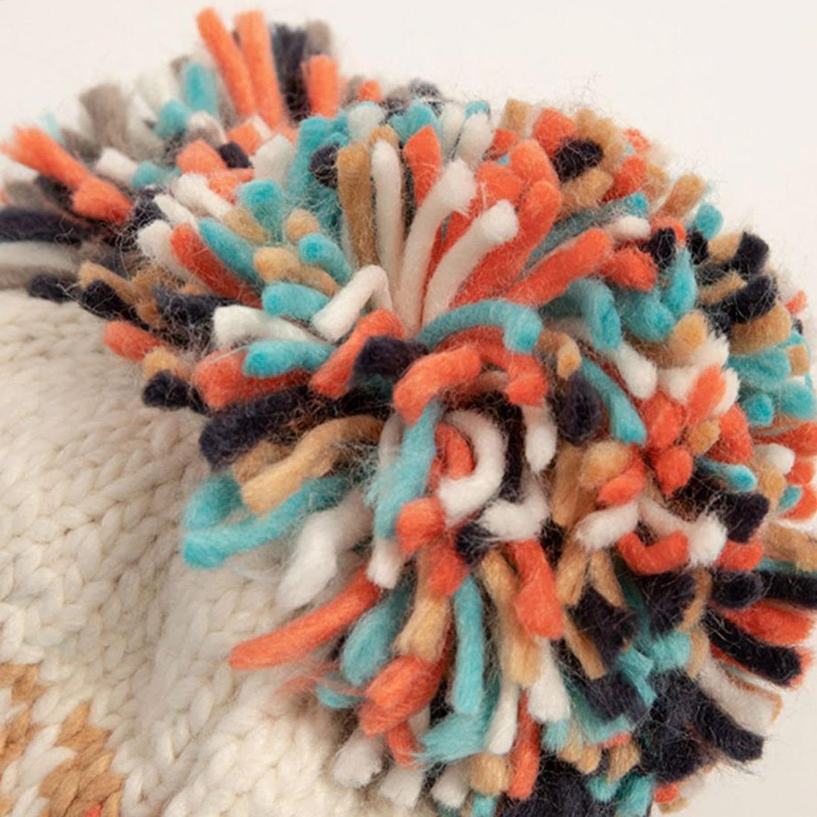 Різнобарвна Шапка з помпоном Зимова, фото №4