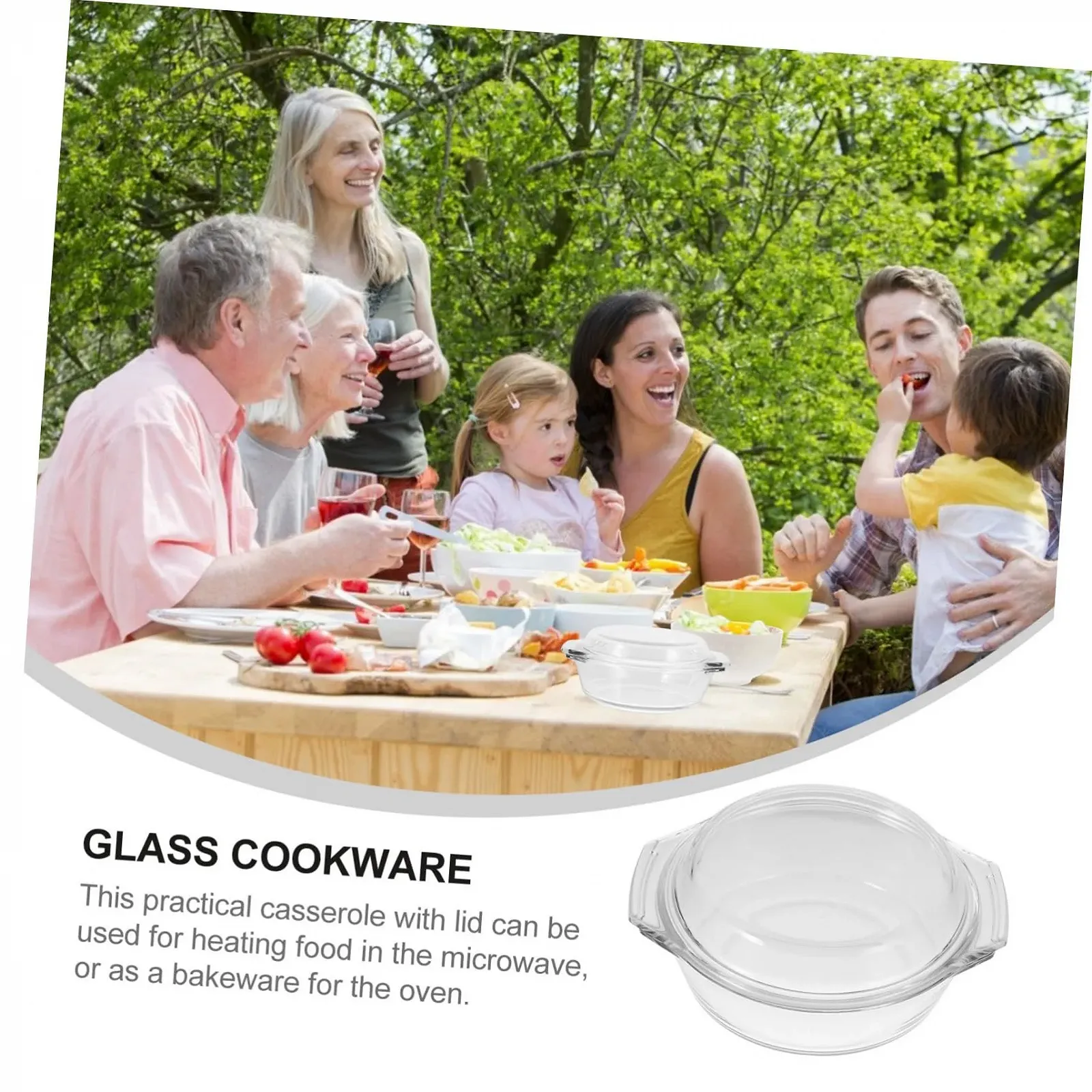 Кастрюля Garneck стеклянная с крышкой термостойкая для духовки и микроволновой печи коричневая, фото №8