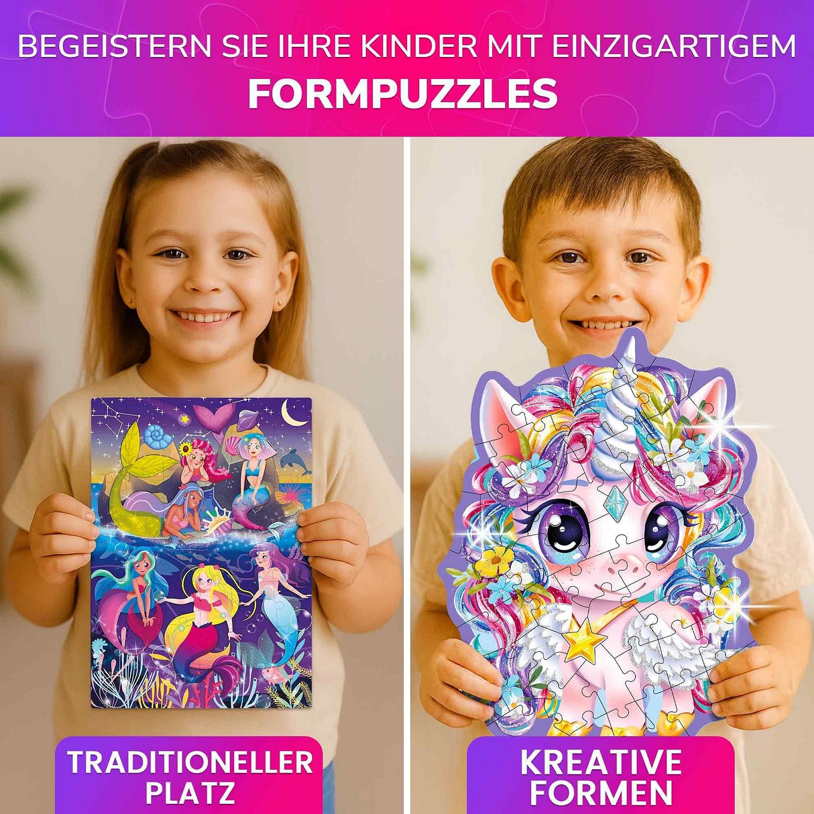 Пазл QUOKKA Shimmer Puzzle 4 шт по 48 см Unicorn Princess Mermaid Butterfly, фото №3 Пазл QUOKKA Shimmer Puzzle 4 шт по 48 см Unicorn Princess Mermaid Butterfly, фото №3